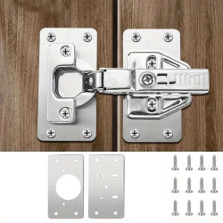 Kit de placa de reparación de bisagras de gabinete, placa de montaje de bisagra de puerta de acero inoxidable con orificios para muebles de cocina y hogar, 2-10 Uds.