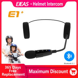 EJEAS E1 + casco inalámbrico para motocicleta auriculares Bluetooth auriculares de música altavoz control remoto opcional E1Plus