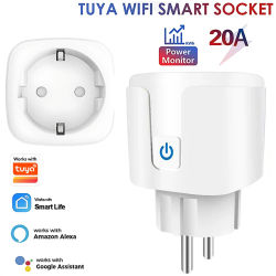 Enchufe Inteligente WIFI con Enchufe Europeo de 16/20A, con Monitor de Energía, Temporizador, Control por Voz, Compatible con la Aplicación Tuya, Alexa, Google Home y Alice