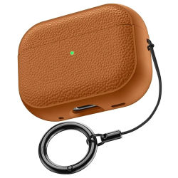 Funda de cuero de lujo para AirPods 4 3 2 1, funda para auriculares de negocios para Apple AirPods Pro 1 2, carcasa para auriculares con accesorios de gancho