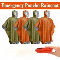 Poncho de emergencia: impermeable con aislamiento frío y manta de supervivencia, desechable reutilizable para acampar/senderismo