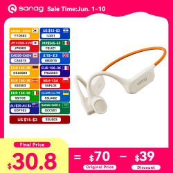 Sanag B33S auriculares Bluetooth de conducción ósea auriculares abiertos IPX8 auriculares de natación elección 32GB memoria auriculares inalámbricos MP3