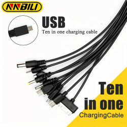 NNBILI-Cable de carga de teléfono USB multifunción 10 en 1, Cable de carga de cabezal múltiple para cargador de teléfono Samsung Nokia, Cable Universal