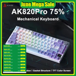 Teclado Mecánico para Juegos AJAZZ AK820 / AK820Pro, 75%, 82 Teclas, Cableado, Modo Único/Inalámbrico Bluetooth, para Laptop y PC