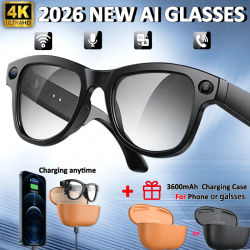Gafas Inteligentes 4K HD con IA 2026, Cámara de 800MP, Llamadas Bluetooth, Batería de 290mAh, 32GB, Control por Asistente de Voz