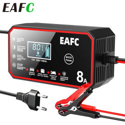 Cargador de batería de coche inteligente de 12V y 8A, cargador rápido de arranque automático, reparación de pulso, cargador de batería de motocicleta y camión, GEL de plomo y ácido