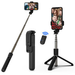 H1 inalámbrico Bluetooth Selfie Stick trípode monopié soporte para teléfono para viajes al aire libre 3 en 1