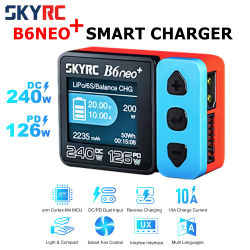 ​ Cargador Inteligente SKYRC B6neo+ de Alta Potencia DC240W PD126W, Cargador de Equilibrio Multilingüe de 600mA, Adaptador de Corriente XT60/Tipo-C/PSA100