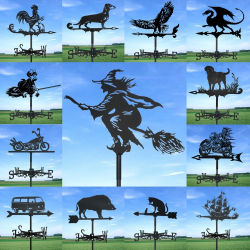 Vane, ferristería de jardín de exterior de metal, decoración de jardín de patio de techo, muebles creativos de pollo, bruja, artículos para el hogar nuevos