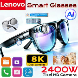 Gafas Inteligentes Lenovo 8K con IA, 2400MP, Traducción, Bluetooth, Conversación, Grabación, Música, Ranura para Tarjetas, Gafas de Sol Inteligentes