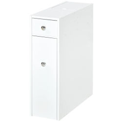 HOMCOM HOMCOM Mueble Auxiliar de Baño Estrecho con 2 Cajones y Compartimiento Superior con Tapa para Lavabo 17x48x58 cm Blanco