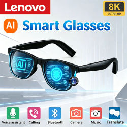 Gafas Inteligentes Lenovo con Control Remoto por IA, Cámara de Fotos HD 8K, Grabación, Traductor, Asistente de Voz, Música, Bluetooth, Lentes de Sol