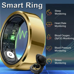 Anillo Inteligente 2026, Monitor de Presión Arterial, Frecuencia Cardíaca y Sueño, Resistente al Agua IP68 y 5ATM, Anillo Inteligente Multideportivo para Hombre y Mujer R11C