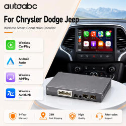 Interfaz Inalámbrica Autoabc Carplay Android Auto para Jeep Chrysler Dodge 300C, Challenger 2014–2019, Decodificador Compatible con Airplay, Navegación, Bluetooth