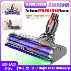 Cabezal de aspiradora Blossom, con forma de V o estándar, para modelos Dyson V7, V8, V10, V11 y V15. Cepillo giratorio desmontable y lavable para alfombras y suelos. Accesorio de repuesto para
