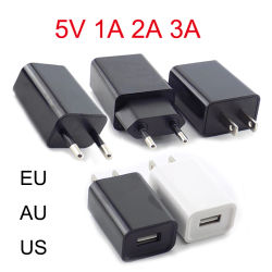 Adaptador USB de viaje de 5V 1A 2A 3A, cargador de teléfono, adaptador de fuente de alimentación, Banco de energía de carga de escritorio de pared, enchufe UE/EE. UU./AU N11, negro y blanco