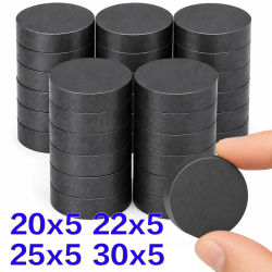 Imanes Industriales Negros de 20mm, 22mm, 25mm, 30mm de Diámetro, Imanes Redondos de Ferrita para Altavoces, Imanes Permanentes para Refrigeradores y Manualidades