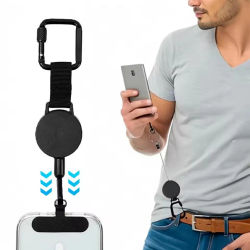 Soporte retráctil antirrobo para teléfono, cordón de seguridad para teléfono inteligente con mosquetón, arnés anticaída para senderismo, ciclismo y escalada