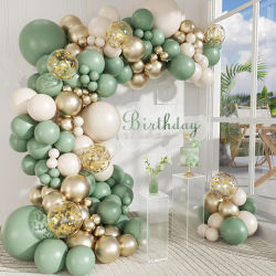 Kit de arco de globos verde salvia y dorado con globos blancos: decoración de bodas, baby shower y cumpleaños para todas las celebraciones
