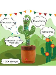 1 unidad de juguetes de Cactus parlantes de baile para bebés, niños y niñas, canto, grabación, repetido, lo que dice, Cactus soleado hacia arriba más