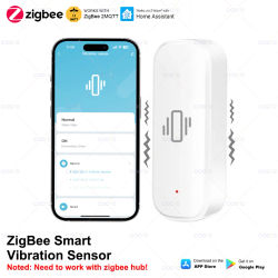 Sensor de vibración inteligente ZigBee, Monitor, Control por aplicación, protección de seguridad, Sensor Zigbee, alarma de choque de movimiento, soporte Z2M