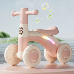 Bicicleta de equilibrio antiribaltadura para bebés de 1 a 3 años, andador planeador silencioso de 4 ruedas, juguete de entrenamiento para niños pequeños con ruedas de seguridad para interiores y