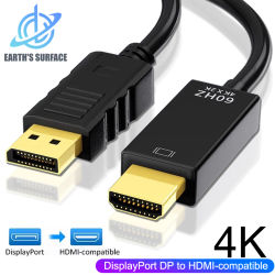Cable adaptador compatible con DisplayPort a HDMI 4K, puerto de visualización, Cable convertidor compatible con DP a HDMI para PC, TV, Monitor y proyector