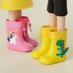Botas de lluvia para niños y niñas, Botas de lluvia impermeables para niños pequeños, zapatos para niños, botas de goma para niños, zapatos de agua con dibujos de dinosaurios para bebés