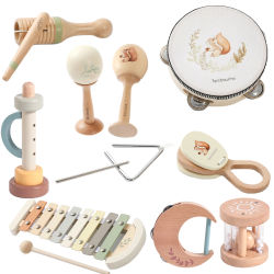Instrumentos musicales Montessori para bebés de 0 a 12 meses, juguetes, tambor, xilófono, instrumentos educativos de madera para edades tempranas, juguetes para bebés