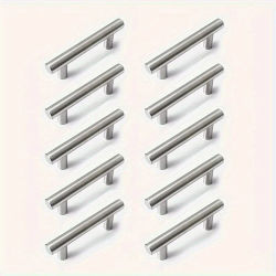 12 Uds. Tiradores modernos de acero inoxidable para gabinete, diseño de arco moderno, tiradores de cajón de muebles de Metal cepillado, tiradores de barra