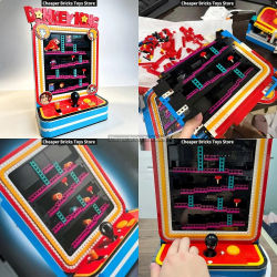 Mueble con bloques de construcción temáticos de videojuegos, modelo de consola de juegos de estilo vintage, 1367 piezas, regalos navideños para adultos y amigos.