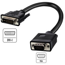 Cable de DVI-I a VGA Cable adaptador pasivo 24 + 5 DVI a VGA Adaptador de Cable DVI-I macho a VGA hembra para Monitor de PC