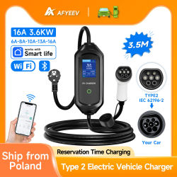 AFYEEV-cargador de coche eléctrico portátil, 3600W, tipo 2, IEC62196-2, Cable de carga, estación de carga EV, Wallbox, cargador eléctrico EVSE