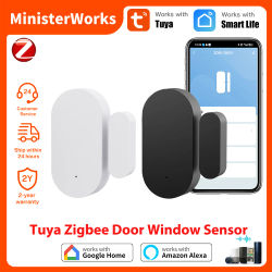 Sensor de puerta y ventana Tuya Zigbee, alarma antirrobo para aplicación remota Smart Life, Monitor Compatible con el asistente de Google Alexa