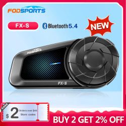 Fodsports FX-S Intercomunicador de motocicleta para casco auriculares Bluetooth 5,4 interfono Moto comunicador manos libres impermeable