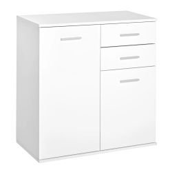 HOMCOM Mueble Organizador con 2 Puertas y 2 Cajones 71x35x76cm Blanco