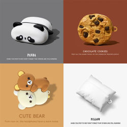 Funda para auriculares con diseño de panda 3D y motivos de galletas de chocolate, compatible con AirPods Pro 3. Cubierta de silicona para auriculares, compatible con AirPods 5 y 4.