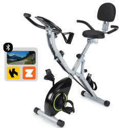 Bicicleta de Ejercicio Plegable Kehot con Bluetooth y APP, Bicicleta Magnética X con Sensor de Pulso, Bandas de Resistencia, Monitor LCD, Capacidad de 145 kg, Bicicleta de Fitness para Interiores