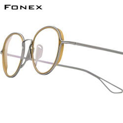 Montura de gafas de titanio FONEX para hombre, nuevo diseño de marca, gafas redondas Vintage, gafas Retro japonesas ultraligeras de alta calidad 85688
