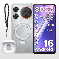 Teléfono Inteligente DOOGEE M30 con Altavoz de 135dB, Android 16, Batería de 8000mAh, Pantalla de 6.88'', 48GB de RAM (6GB + 42GB), 256GB de ROM, UNISOC T7280, NFC