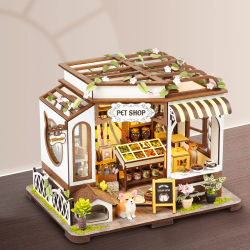 Kits de construcción en miniatura para casa de muñecas, modelo de casa pequeña, con muebles, caja LED, muebles, casa de muñecas, juguetes, regalos de cumpleaños