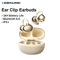 KEBIDUMEI Auriculares inalámbricos de oído abierto, auriculares Bluetooth 6.0 con micrófono, auriculares con clip para la oreja, auriculares deportivos, tiempo de reproducción de 24 horas