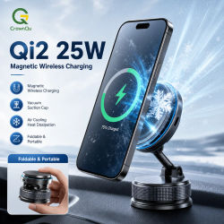 Cargador Inalámbrico Qi2.2 de 25W con Soporte Magnético para Teléfono de Coche con Enfriamiento 360 ° Base Giratoria de Carga Rápida para iPhone 17 16 15 Pro Max