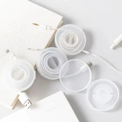 Organizador de Cables Transparente Portátil para Teléfono, Caja de Almacenamiento para Cables de Auriculares y Cargadores, Enrollador de Cables USB