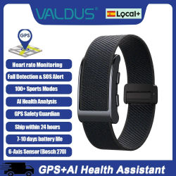 Pulsera Inteligente GPS VALDUS VIGOR para Hombre y Mujer, con Detección de Caídas SOS, Monitor de Ritmo Cardíaco, Rastreador de Actividad Física, Nuevo Reloj Inteligente SIN Pantalla