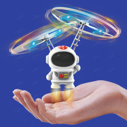 Robot volador luminoso levitante para niños, juguete de astronauta, avión controlado a mano, Dron interactivo con luces, juguetes al aire libre, regalo