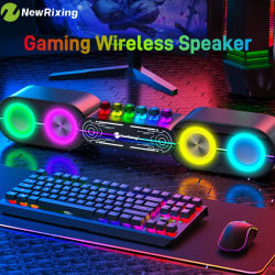 Altavoces para ordenador NewRixing, plug and play, luz RGBG, ordenador portátil, altavoz para juegos de deportes electrónicos, botones físicos, para BT/USB/TF/FM/AUX
