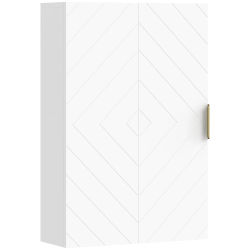 kleankin Armario para Baño de Pared Moderno Mueble para Baño Suspendido con 1 Asa de Acero y Estantes Ajustables para Cocina 40x15x60 cm Blanco