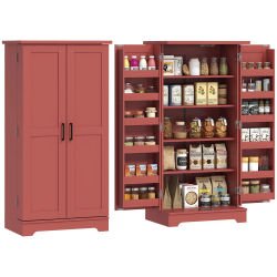 HOMCOM Mueble de cocina buffet 5 niveles, 12 estantes regulables, Rojo 60 × 40 × 120cm