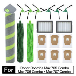 Compatible con IRobot Roomba Max 705 Combo/ 706/ 707 Combo, cepillo lateral, filtro HEPA, bolsa para polvo, accesorios para robot aspirador